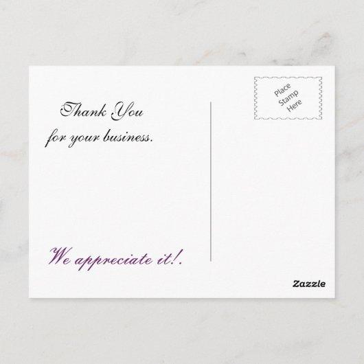 elegantes lila Blumengeschäft Dankeschön an Postkarte (Rückseite)