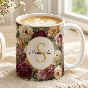 Elegantes lila Blumengeschenk für ihren Namen  Kaffeetasse