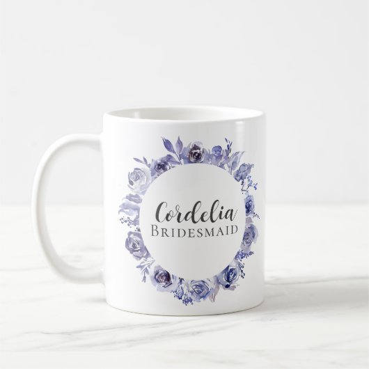 Elegantes Lila Blumengeschenk Personalisierte Brid Kaffeetasse (Links)
