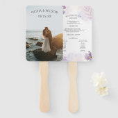 Elegantes Lila blumengeschmücktes Hochzeitsprogram Fächer (Vorne und Hinten)