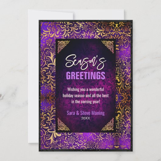 Elegantes lila Blumengold Weihnachten - Neues Jahr (Vorderseite)