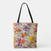 Elegantes lila Blumengrau-Muster Monogramm Tasche (Rückseite)