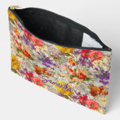 Elegantes lila Blumengrau-Muster Monogramm Zubehörtasche (Offen)