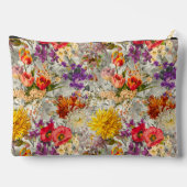 Elegantes lila Blumengrau-Muster Monogramm Zubehörtasche (Rückseite)