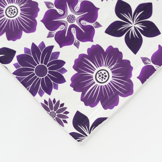 Elegantes Lila Blumenmuster Fleecedecke (Ecke)