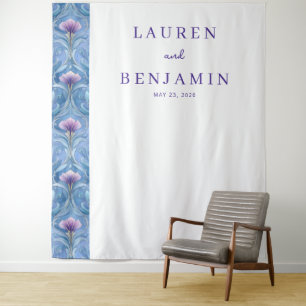 Elegantes lila Blumenmuster Wandteppich