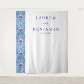 Elegantes lila Blumenmuster Wandteppich (Vorderseite)