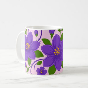 Elegantes lila Blumenornament-Muster Kaffeetasse