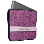 Elegantes lila Blumenpaisley-Muster mit Namen Laptopschutzhülle (Vorne Rechts)