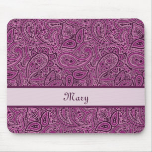 Elegantes lila Blumenpaisley-Muster mit Namen Mousepad