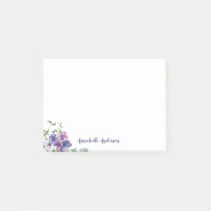 Elegantes Lila Blumenwasser-Aquarell Bouquet-Skrip Post-it Klebezettel