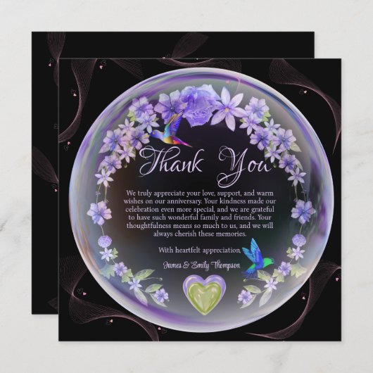 Elegantes Lila Blumenzwiebelkuchen Dankeskarte (Vorne/Hinten)