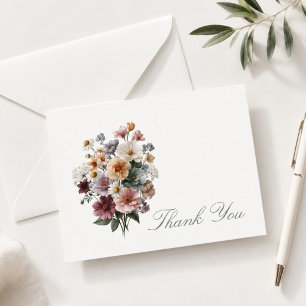 Elegantes lila-blumiges Dankeschön Mitteilungskarte