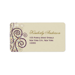 Elegantes Lila Boho Spirals Hochzeitsplatz Adressaufkleber
