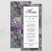 Elegantes lila Boho Wasserfarbenfloral Wedding Men Menükarte (Vorne/Hinten)