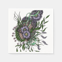 Elegantes lila botanisches Bouquet handgezeichnete