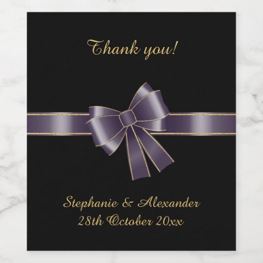 ELEGANTES, LILA BOW-KUNSTSTOFFWEINETIKETT WEINETIKETT (Einzelnes Label)