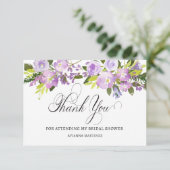 Elegantes Lila Brautparty Dankeskarte (Stehend Vorderseite)