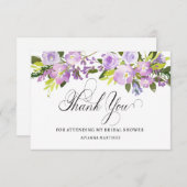 Elegantes Lila Brautparty Dankeskarte (Vorne/Hinten)
