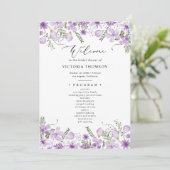 Elegantes Lila Brautparty Einladung (Stehend Vorderseite)