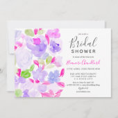 Elegantes lila Brautparty mit floralen Farben Einladung (Vorderseite)