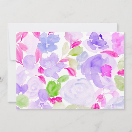 Elegantes lila Brautparty mit floralen Farben Einladung (Rückseite)