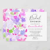 Elegantes lila Brautparty mit floralen Farben Einladung (Vorne/Hinten)