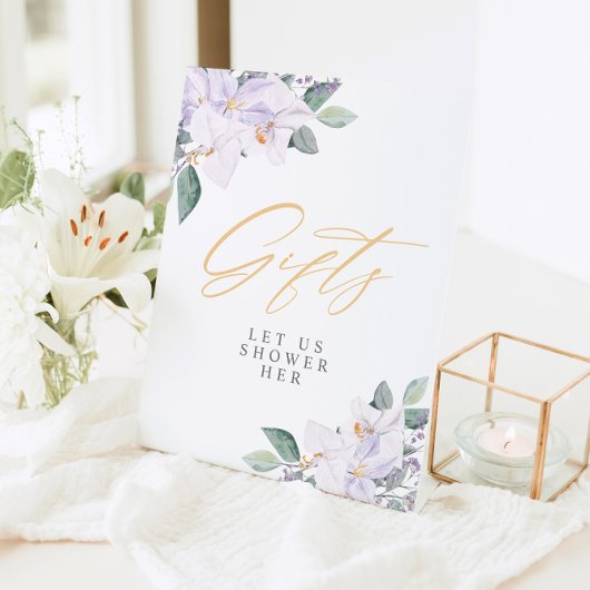 Elegantes Lila Brautparty Sockelschild