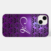 ELEGANTES LILA DAMASK-MONOGRAMM Case-Mate iPhone HÜLLE (Rückseite (Horizontal))