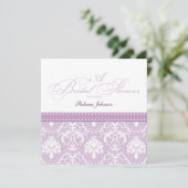 Elegantes Lila Damast-Brautparty Einladung (Stehend Vorderseite)