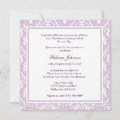 Elegantes Lila Damast-Brautparty Einladung (Rückseite)