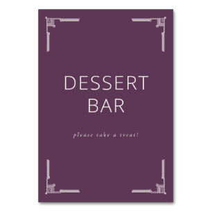 Elegantes lila Deco-Nachmittagsbuffet-Schild Tischnummer
