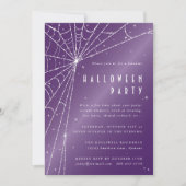 Elegantes Lila Diamond Spider Web-Halloween-Party Einladung (Vorderseite)