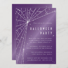 Elegantes Lila Diamond Spider Web-Halloween-Party Einladung