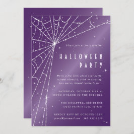 Elegantes Lila Diamond Spider Web-Halloween-Party Einladung