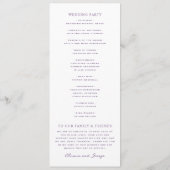 Elegantes lila Erbstück-Hochzeit Programm (Rückseite)