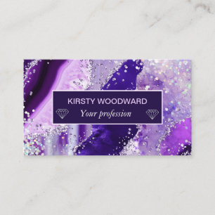 Elegantes lila falsches Holo-Glitter-Achat Visitenkarte