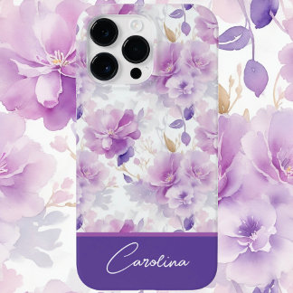 Elegantes lila Flieder-Wasserfarben-Blumendesign iPhone 14 Pro Max Hülle