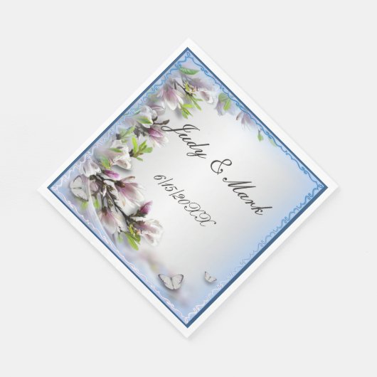 Elegantes Lila Flora- und Schmetterlingspapier Nap Serviette (Ecke)