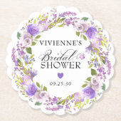 Elegantes Lila florales Brautparty Untersetzer (Vorderseite)