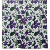 Elegantes, Lila, florales Muster Duschvorhang (Vorderseite)