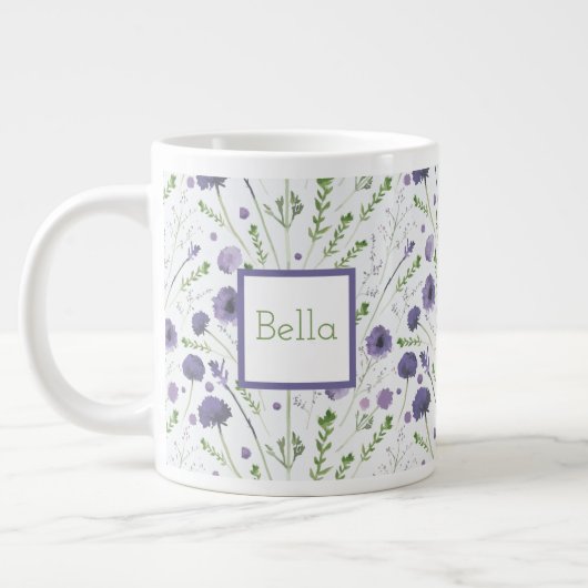 Elegantes, Lila, florales Muster Jumbo-Tasse (Links)