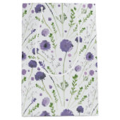 Elegantes, Lila, florales Muster Mittlere Geschenktüte (Vorderseite)