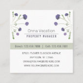 Elegantes, Lila, florales Muster Quadratische Visitenkarte (Rückseite)