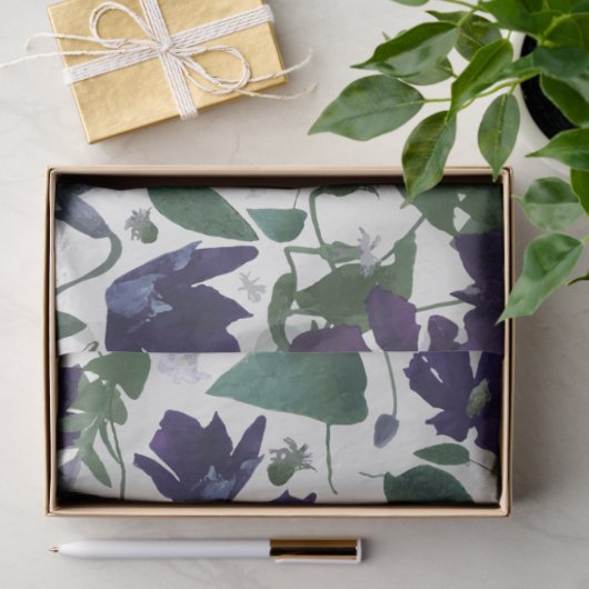 Elegantes, Lila, florales Muster Seidenpapier (Geschenk)