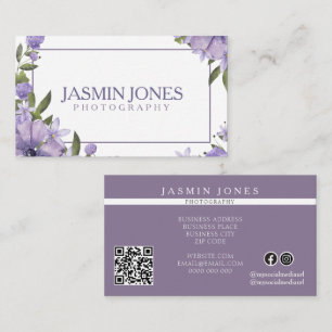 Elegantes lila florales Wasserfarben-Design Visitenkarte