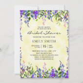 Elegantes Lila florgelbes Brautparty Einladung (Vorderseite)