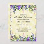 Elegantes Lila florgelbes Brautparty Einladung (Vorne/Hinten)