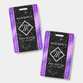 Elegantes, Lila Foil Black Marble VIP Event Ausweis (Front & Back)