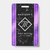 Elegantes, Lila Foil Black Marble VIP Event Ausweis (Front)